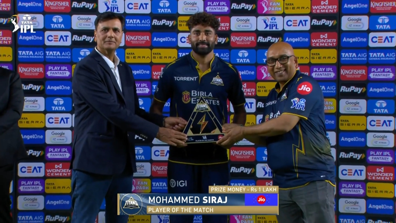IPL 2026 M66: GT vs CSK - Player of the Match - Mohammad Siraj background