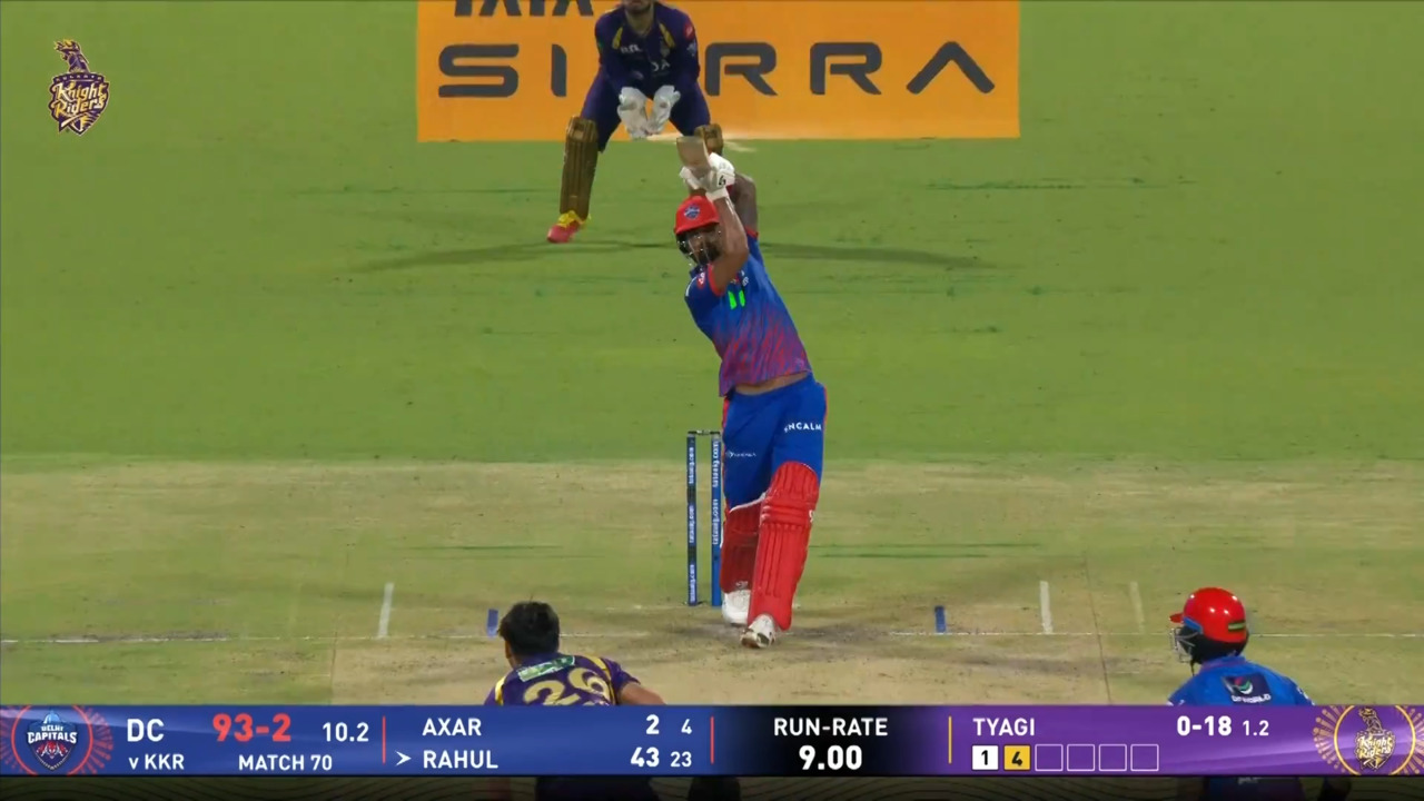 IPL 2026 M70: KKR vs DC - KL Rahul Six background