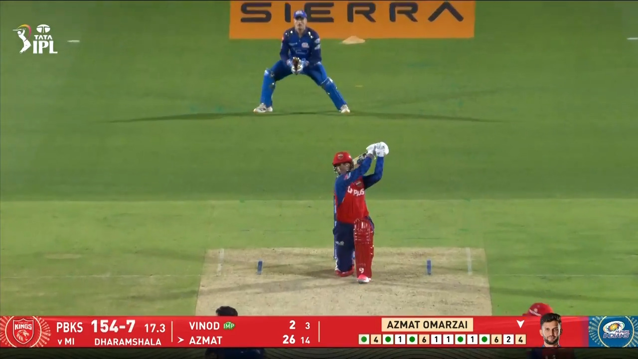 IPL 2026 M58: PBKS vs MI - Azmatullah Omarzai Six