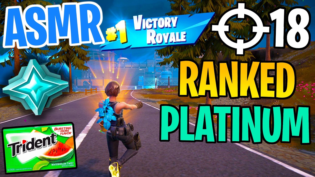 ASMR Gaming 😴 Fortnite Ranked Platinum Win! Relaxing Gum Chewing 🎮🎧 Controller Sounds + Whispering 💤 background