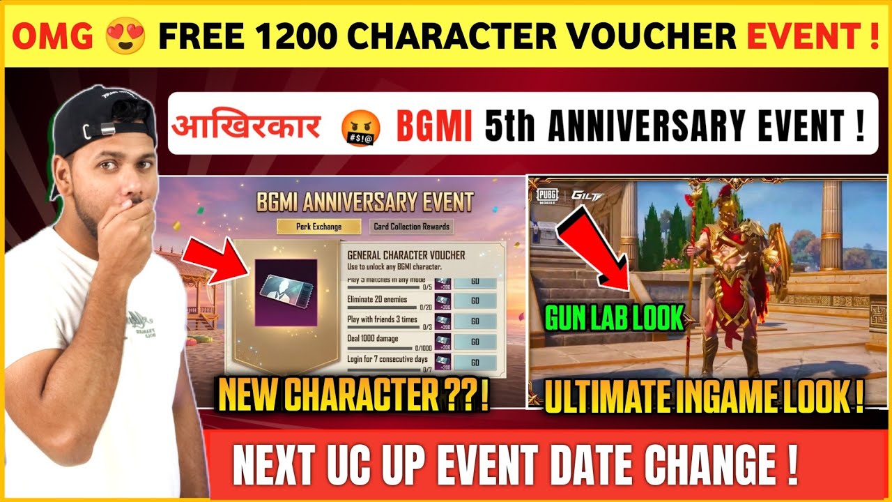FINALLY π Free Character Voucher Bgmi | Bgmi Anniversary Event | Bgmi Next Ultimate Set & Gun