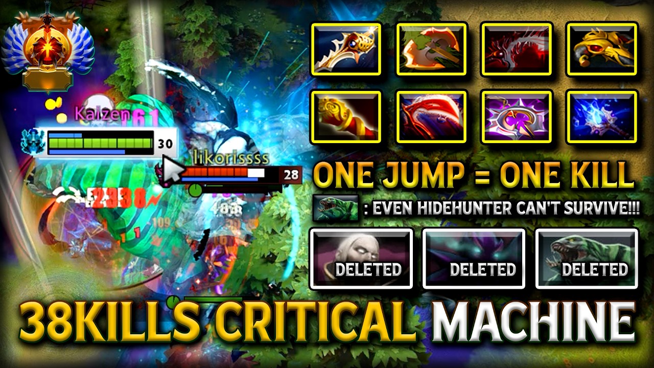 EPIC 38KILLS CRITICAL MACHINE PHANTOM ASSASSIN WITH 8SLOTTED BUILD 100% ONE JUMP ONE KILL MODE DOTA2