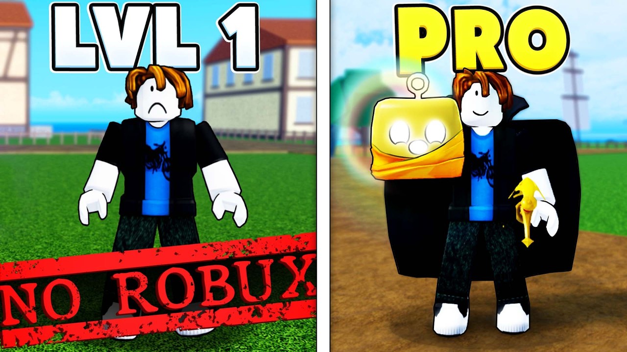 Noob To PRO But With NO ROBUX In Blox Fruits (Roblox)