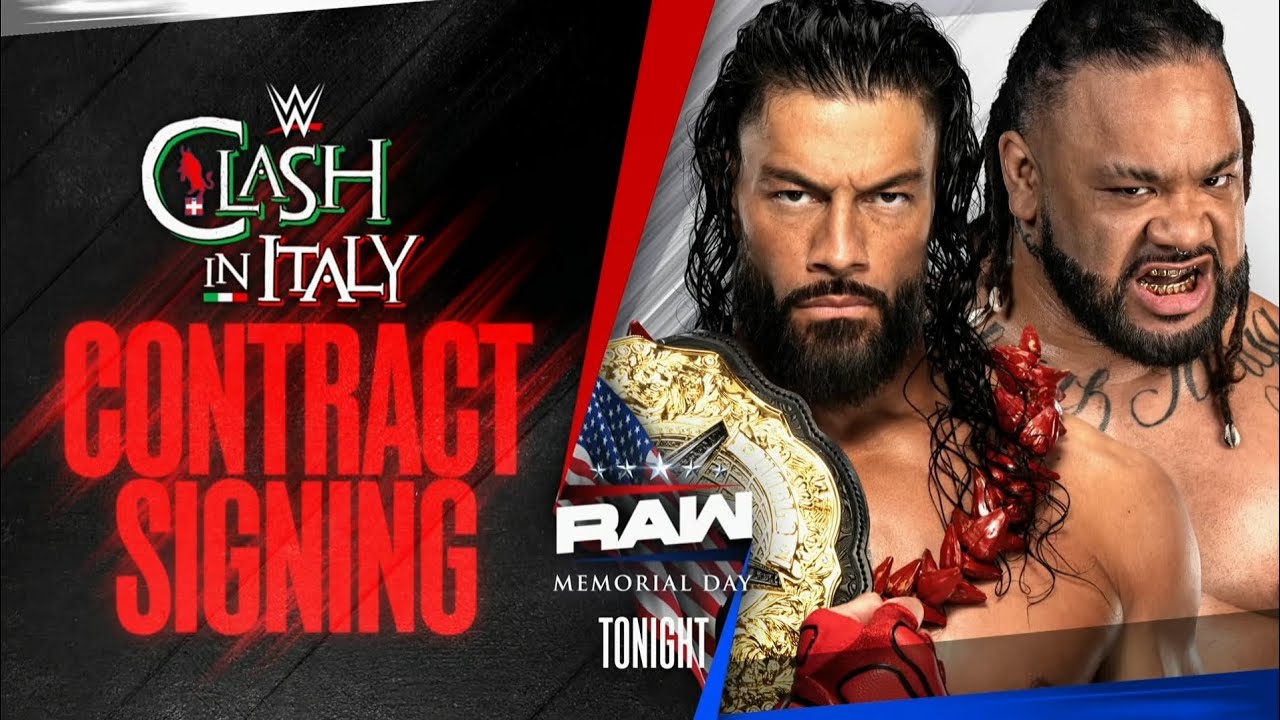 Roman Reigns and Jacob Fatu Sign Tribal Combat Contract in Final RAW Standoff | RAW May 25, 2026 background