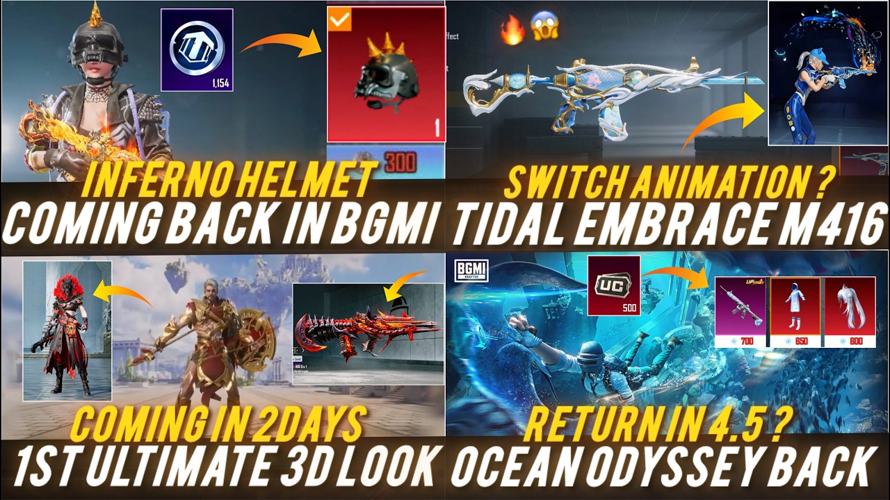 🔴INFERNO HELMET RETURN IN 4.4 ?🔥😱 TIDAL EMBRACE M416 COMING IN 4.5 ?🔥 OCEAN ODYSSEY MODE BACK ✅