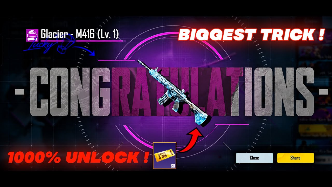 FINALLY 😱 M416 Glacier UNLOCK! | M4 glacier trick 100% working | M4 glacier crate opening trick background