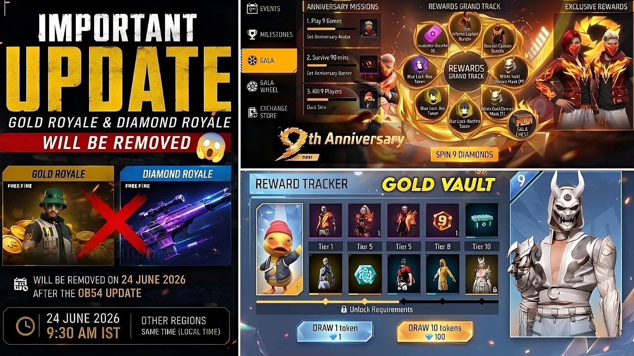 9Th Anniversary Event 🥳🤫 Free Fire l OB54 New Gold Vault Event l Free Fire New Event l Ff New Event