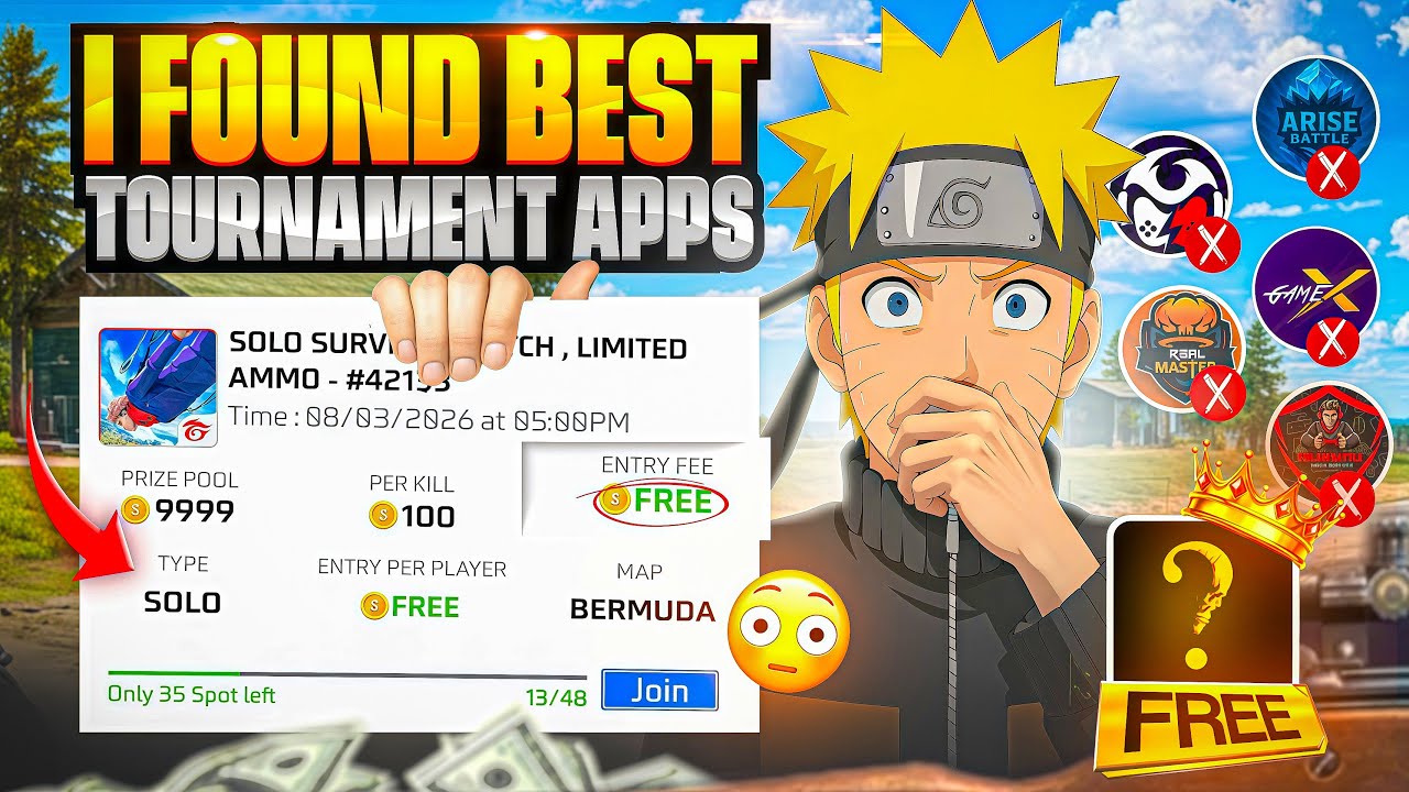 I FIND BEST FREE TOURNAMENT APP💰ENTRY- ₹0🔥PER KILL-10💴|| REAL TOURNAMENT APP EVER ⁉️FREE FIRE MAX🔥 background