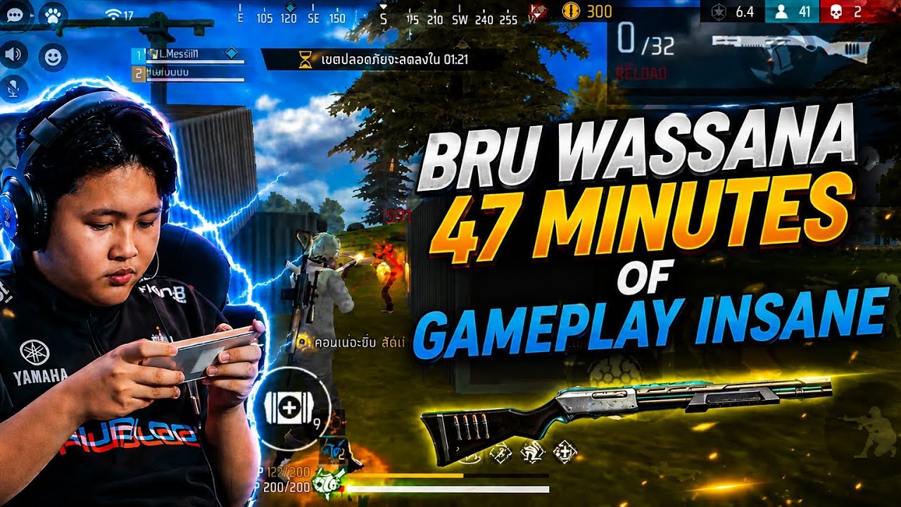 RUSHER BRU WASSANA 47 MINUTES OF GAMEPLAY FULL LIVE FREE FIRE RANKED
