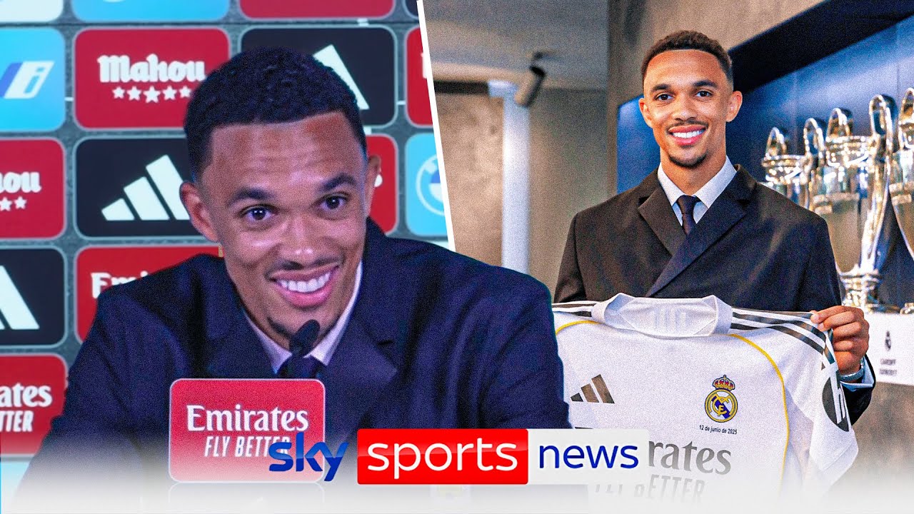 Trent Alexander-Arnold unveiled as a Real Madrid player and speaks fluent Spanish backdrop