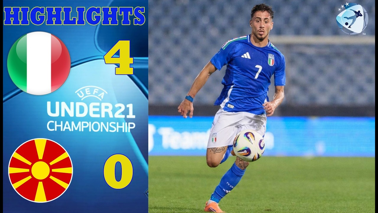 Italy vs North Macedonia | Highlights & All Goal | Euro U21 - Qualification | 27-3-2025 background