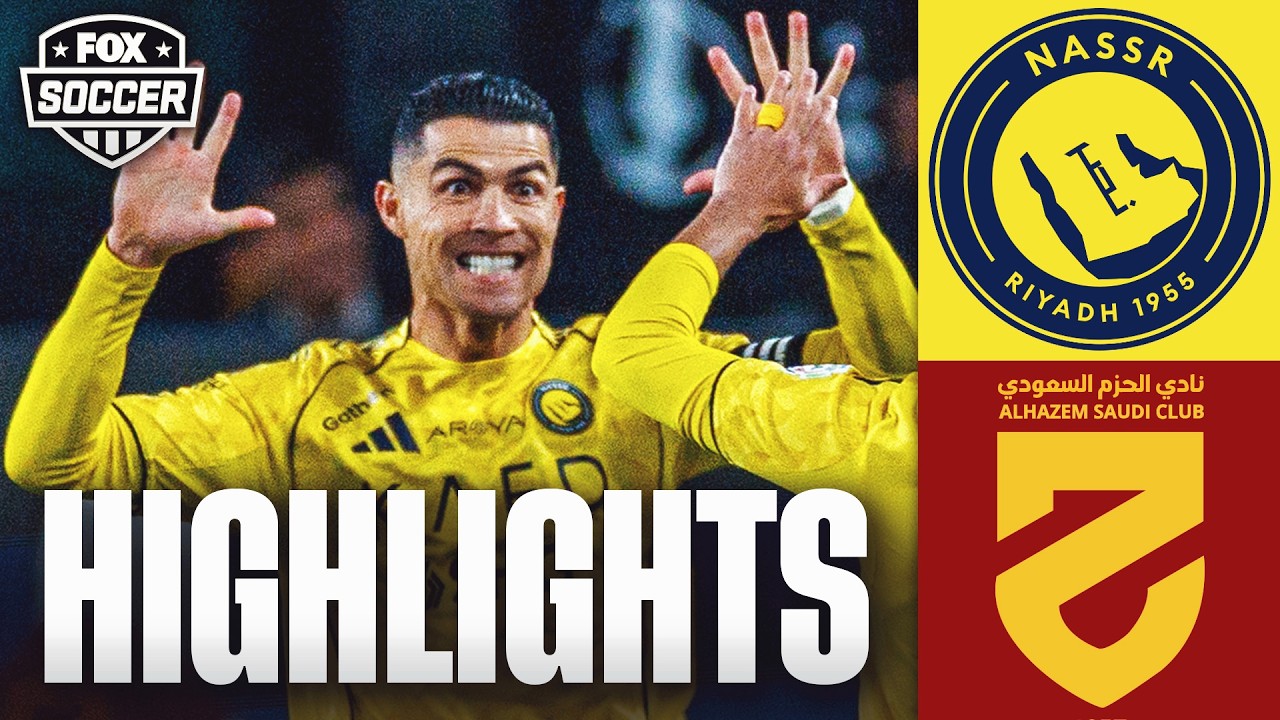 Cristiano Ronaldo scores TWO GOALS in Al-Nassr’s 4-0 win over Al-Hazem ⚽️ FOX SOCCER background