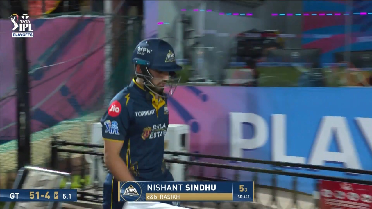 IPL 2026 Q1: RCB vs GT - Nishant Sindhu Wicket background