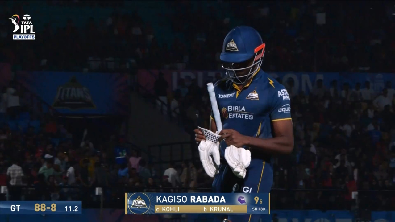 IPL 2026 Q1: RCB vs GT - Kagiso Rabada Wicket background