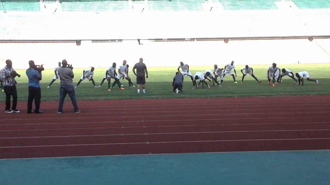 Super Eagles in training for Tanzania match Part 1 background