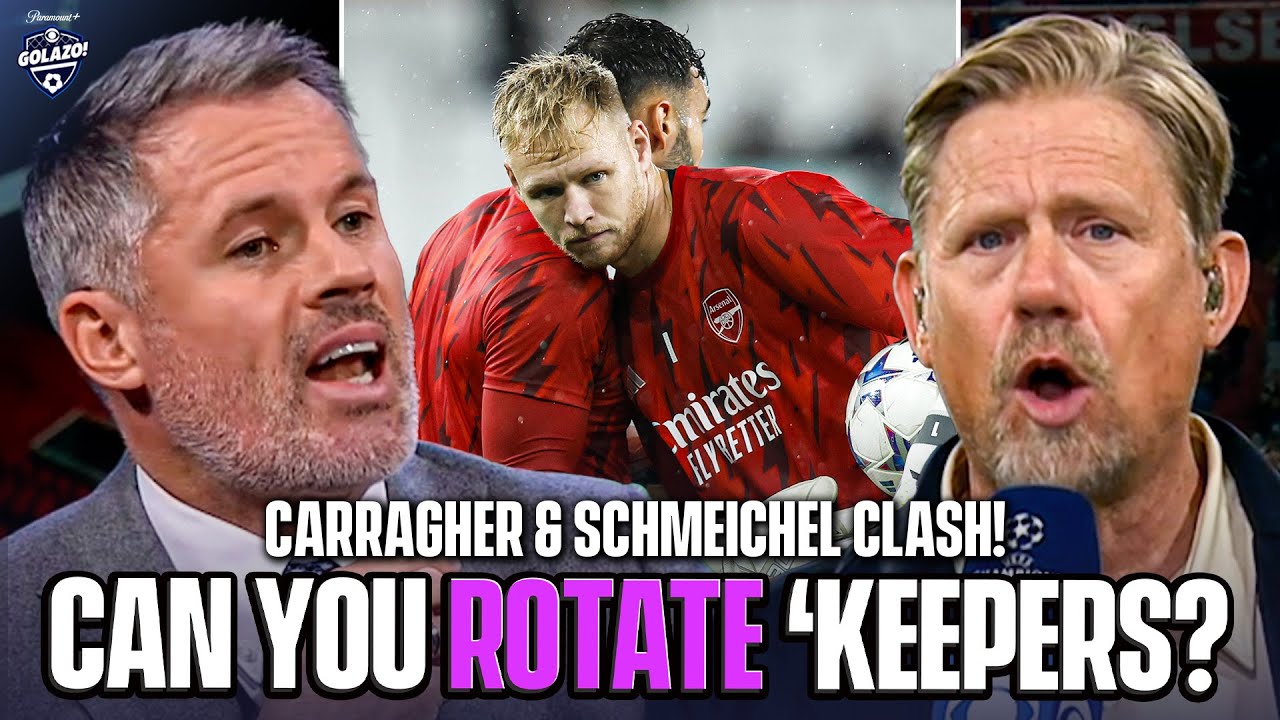 Carragher & Schmeichel CLASH over Arsenal rotating Raya & Ramsdale! | UCL Today | CBS Sports Golazo