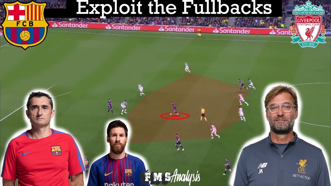 Tactical Analysis | Barcelona 3-0 Liverpool | Goals (Messi freekick, Suarez) |Exploit the Fullbacks backdrop