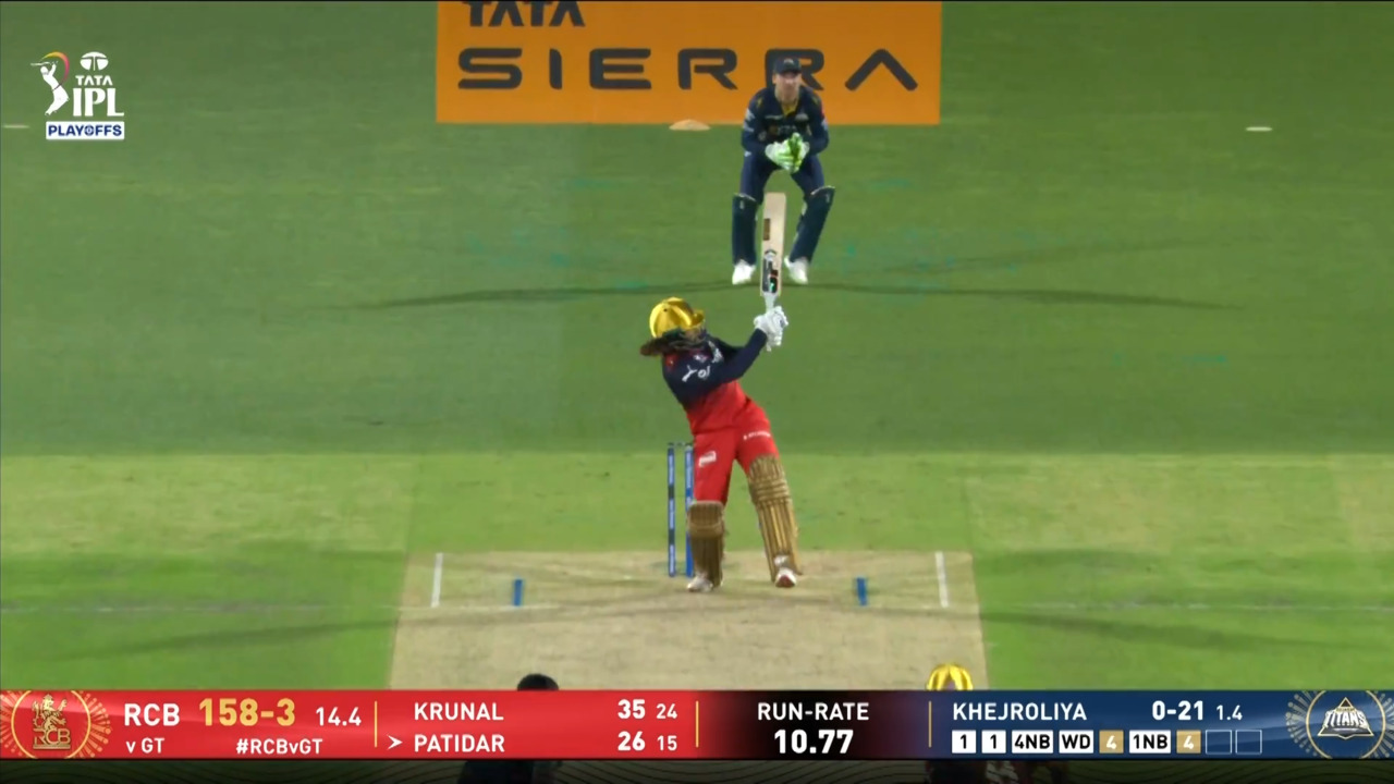 IPL 2026 Q1: RCB vs GT - Rajat Patidar Six background