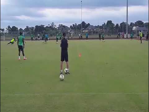 The Super Eagles' first training session in Uyo ahead of the Zambia match. background