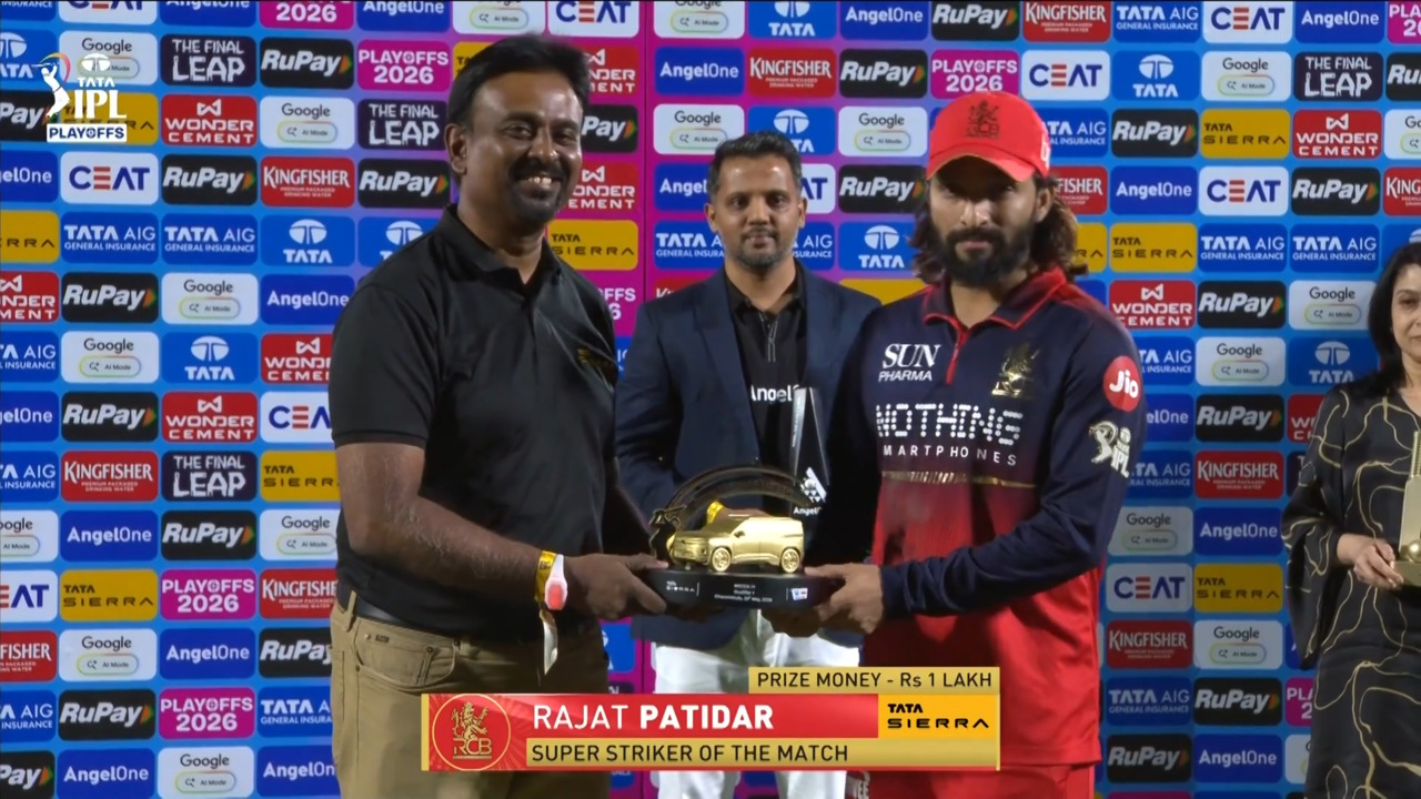 IPL 2026 Q1: RCB vs GT - Sierra Super Striker of the Match - Rajat Patidar