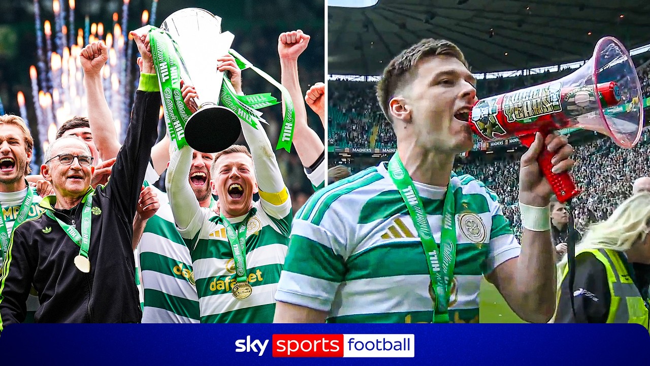 FULL Celtic trophy presentation and celebrations after Hearts SPFL title-decider win! 🍾🏆