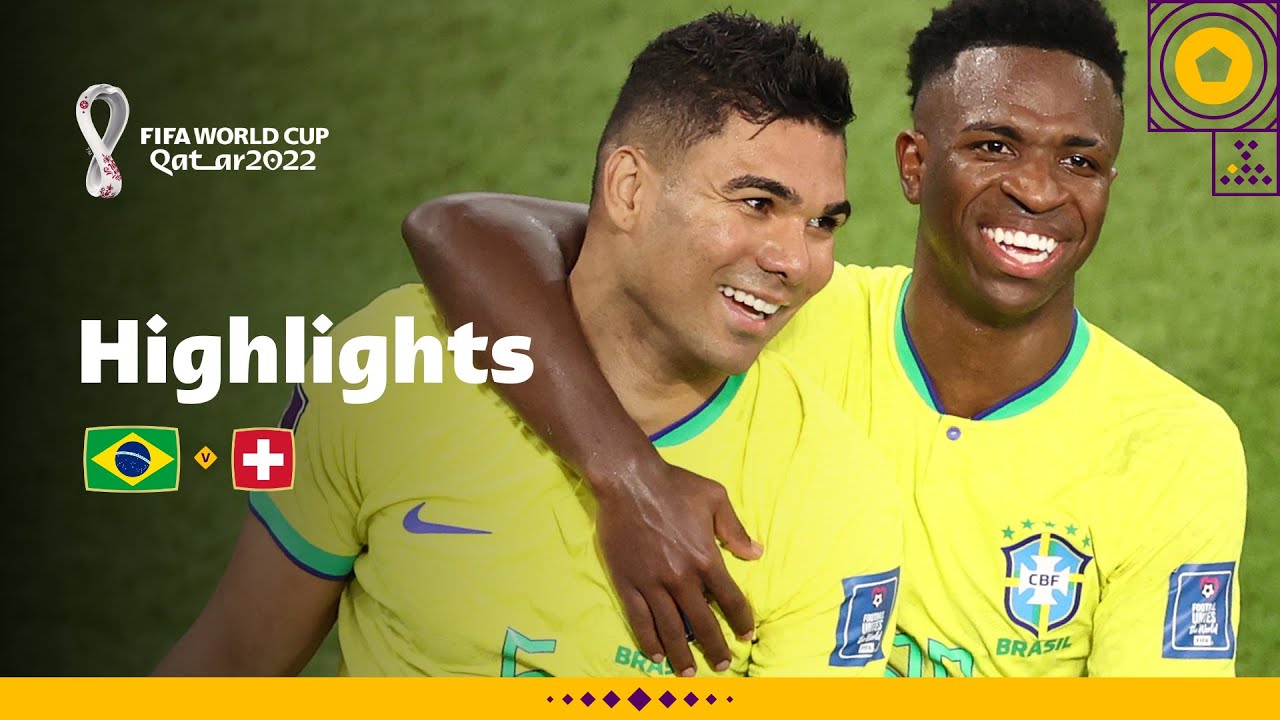Casemiro downs Swiss | Brazil v Switzerland | FIFA World Cup Qatar 2022 background