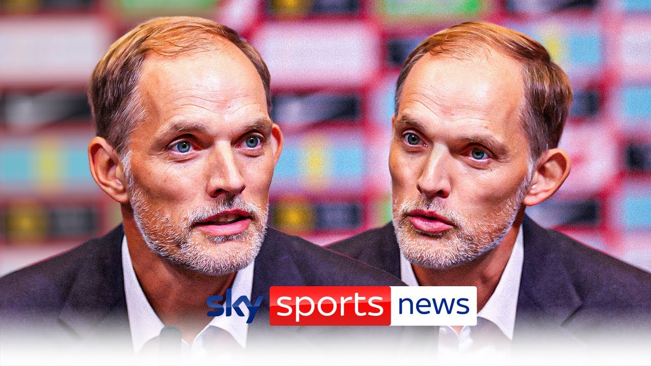 Thomas Tuchel's first press conference as England manager background