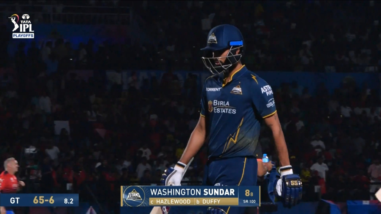 IPL 2026 Q1: RCB vs GT - Washington Sundar Wicket background