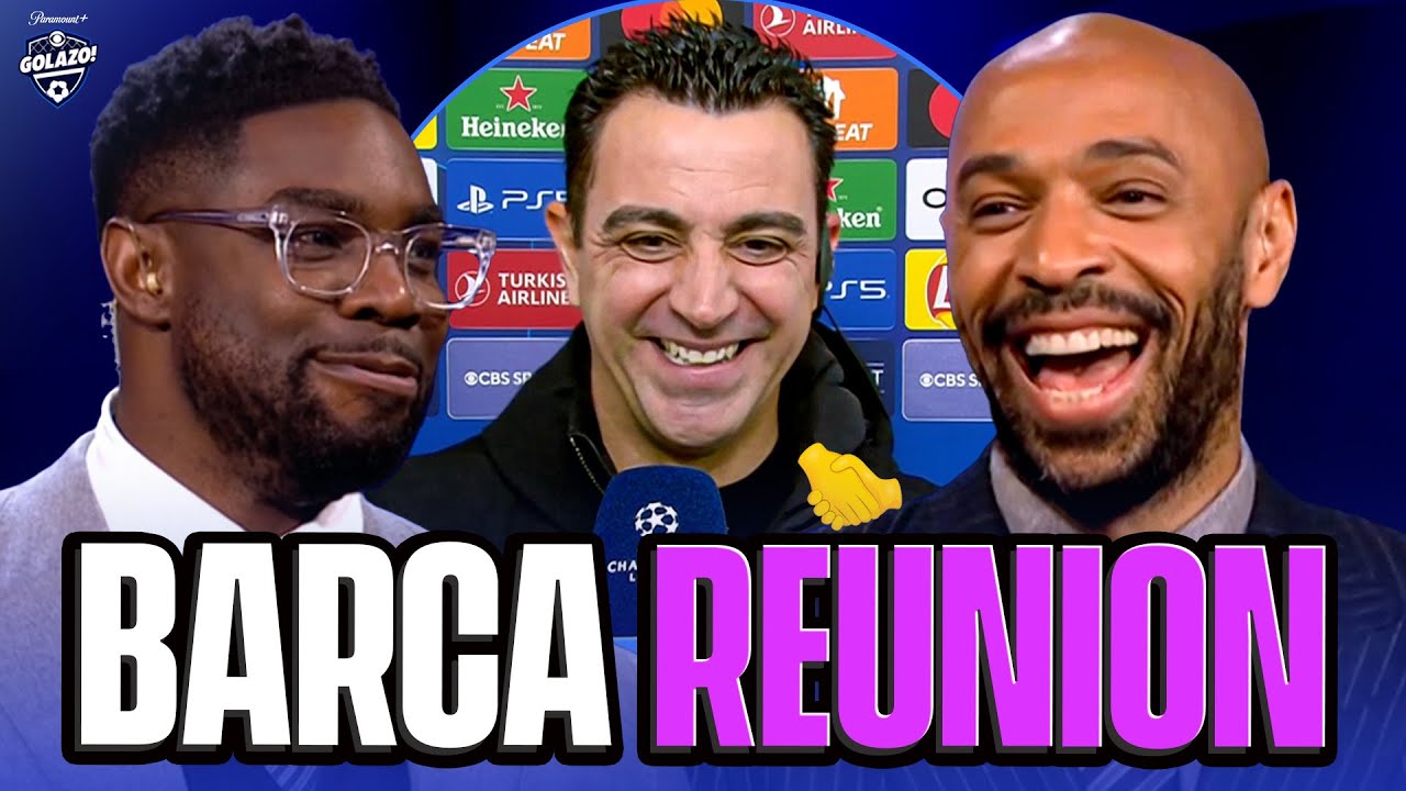 Thierry Henry & Xavi reunite as Barca manager reacts to draw against Napoli | UCL Today | CBS Sports background
