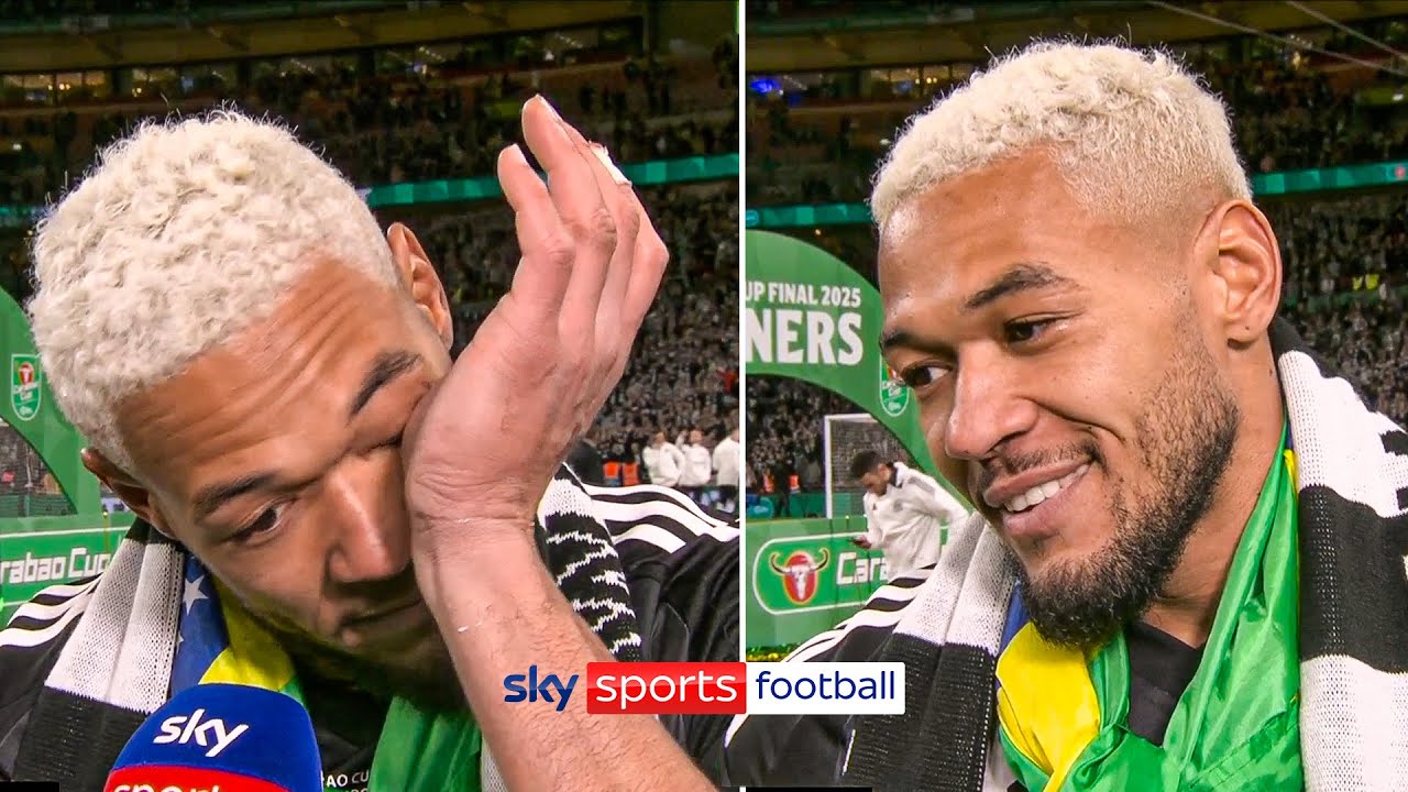 Joelinton in tears after Newcastle Carabao Cup win đ„č | "I made my family proud" đ€ background