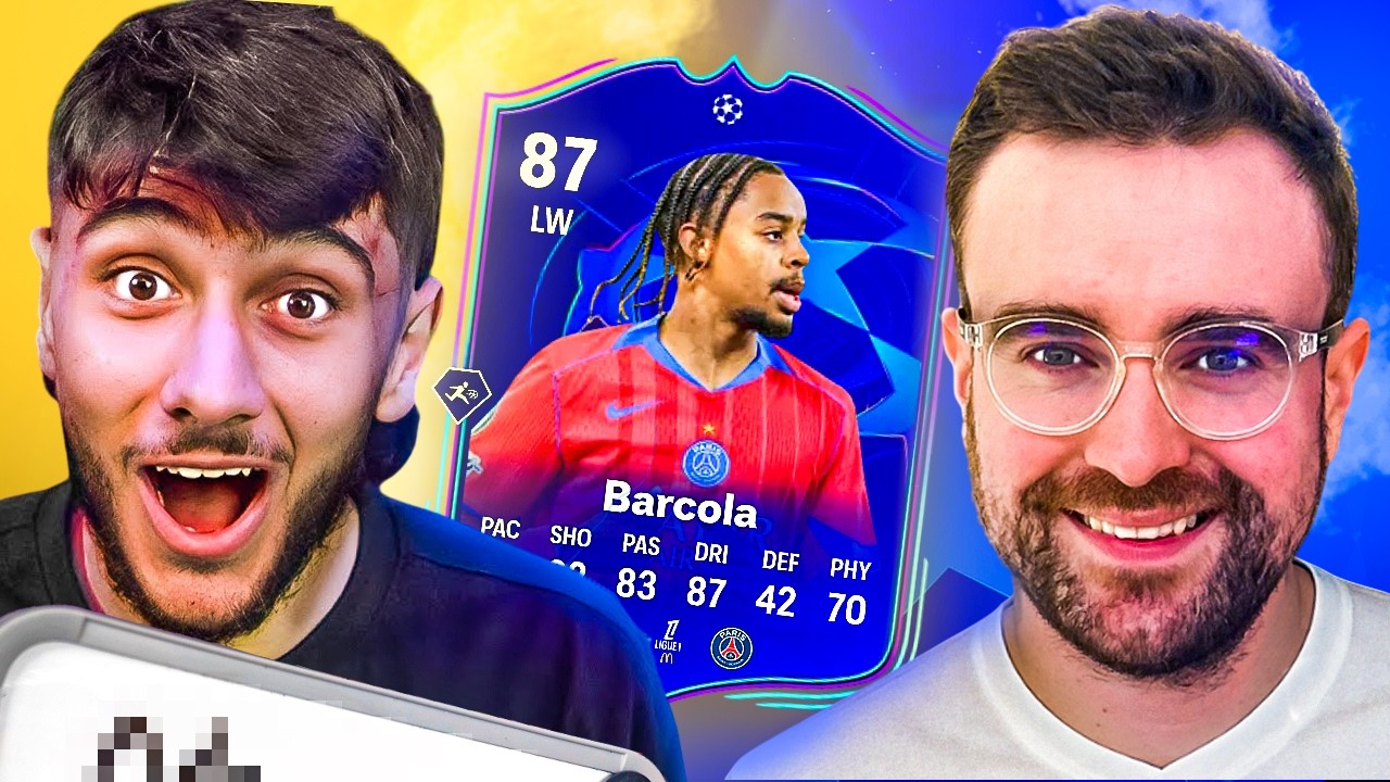HE THOUGHT IT WAS A PRANK!!! FC26 UCL Barcola Squad Builder Showdown background