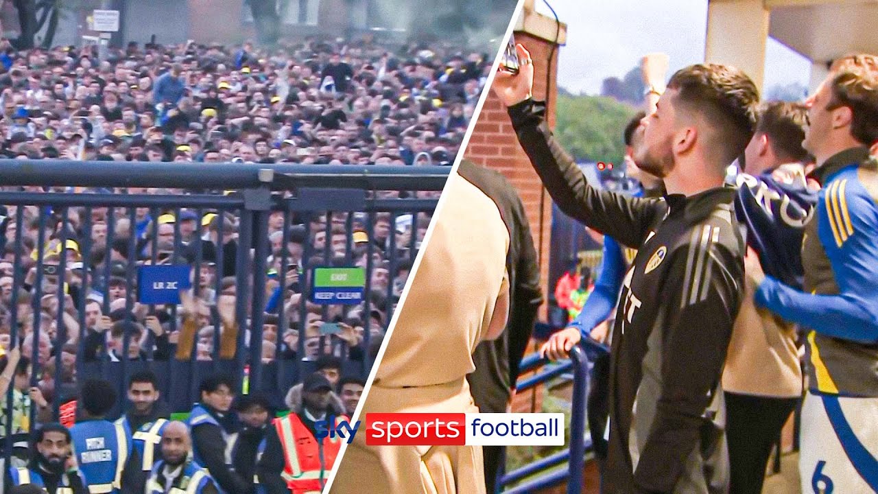 Incredible scenes as fans gather outside Elland Road to celebrate Leeds promotion 🤩 backdrop