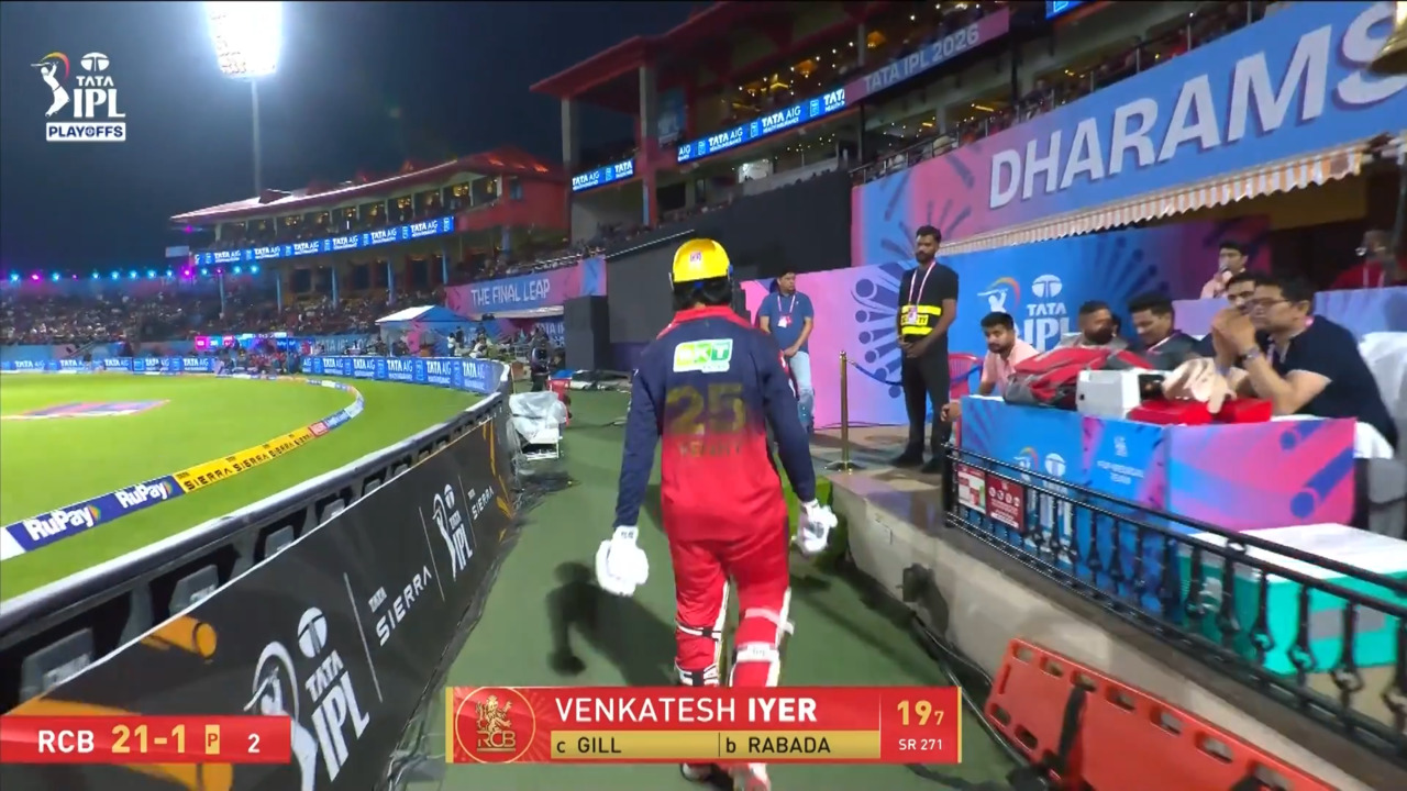 IPL 2026 Q1: RCB vs GT - Venkatesh Iyer Wicket background