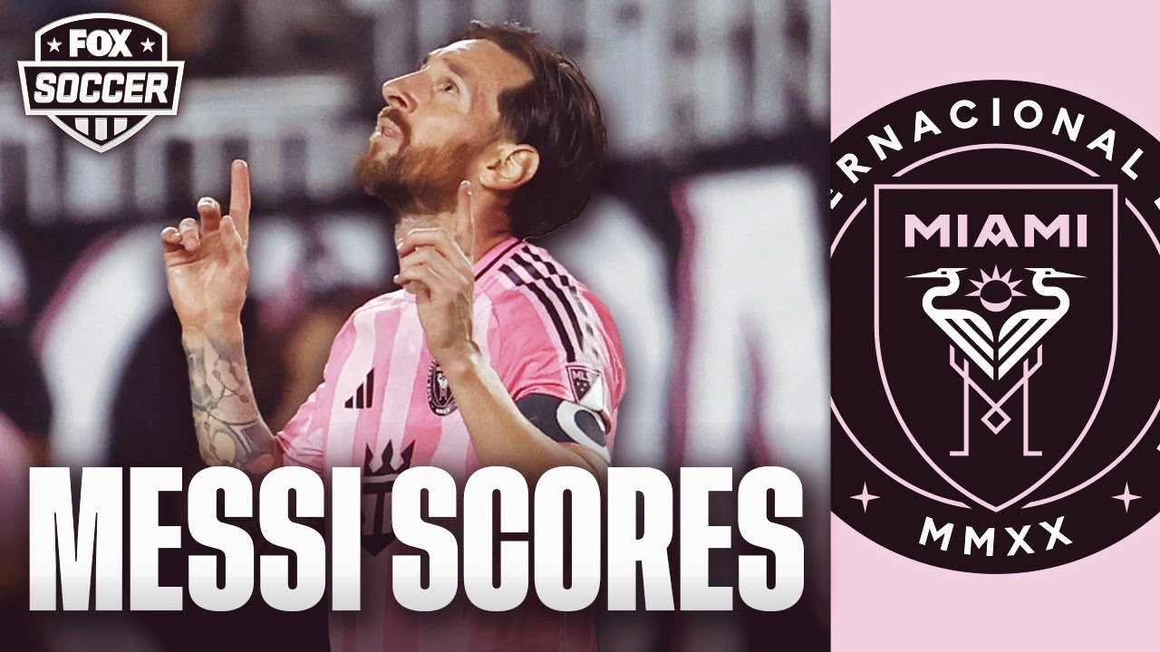 Lionel Messi SCORES a goal in 4-1 victory over New York background