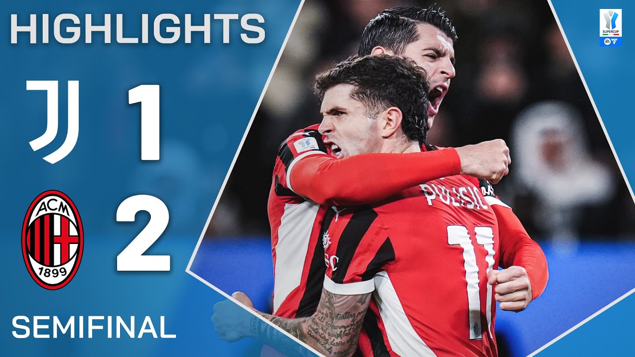JUVENTUS-MILAN 1-2 | HIGHLIGHTS | Pulisic Strikes in Rossoneri Comeback | EA SPORTS FC Supercup 2025 backdrop