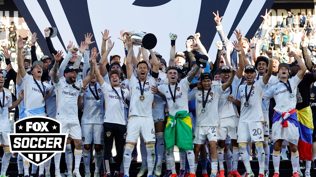 LA Galaxy Full 2024 MLS Cup Championship trophy ceremony | FOX Soccer background
