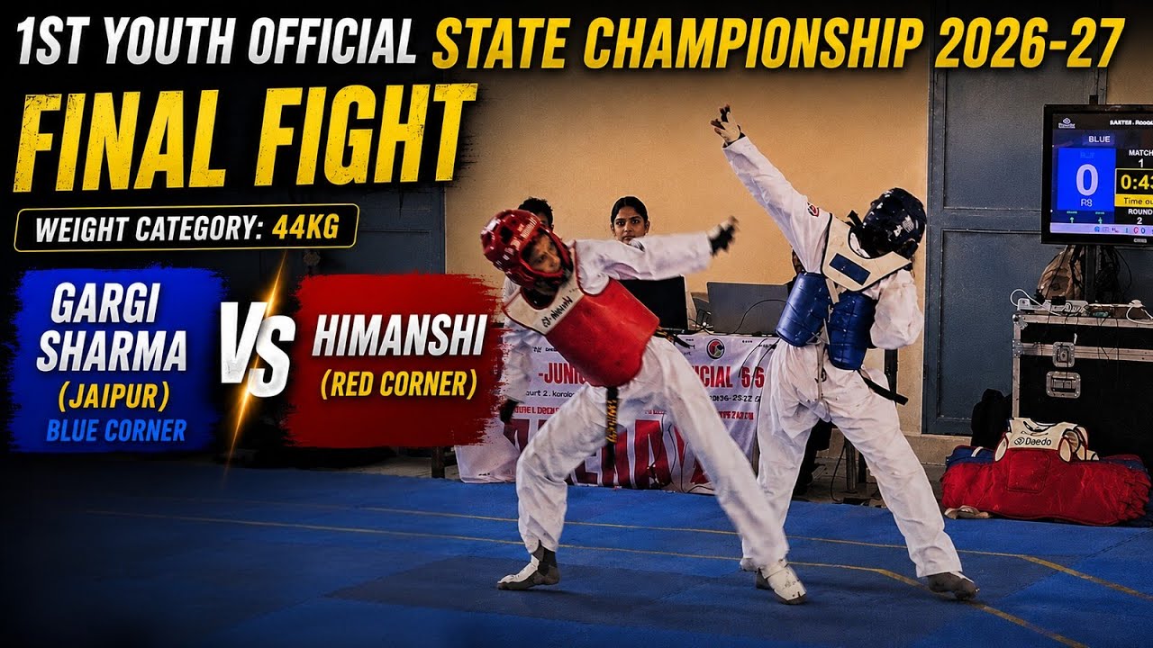 FINAL FIGHT ๐ฅ Gargi Sharma vs Himanshi | 44KG State Championship Fight #44kg #taekwondo