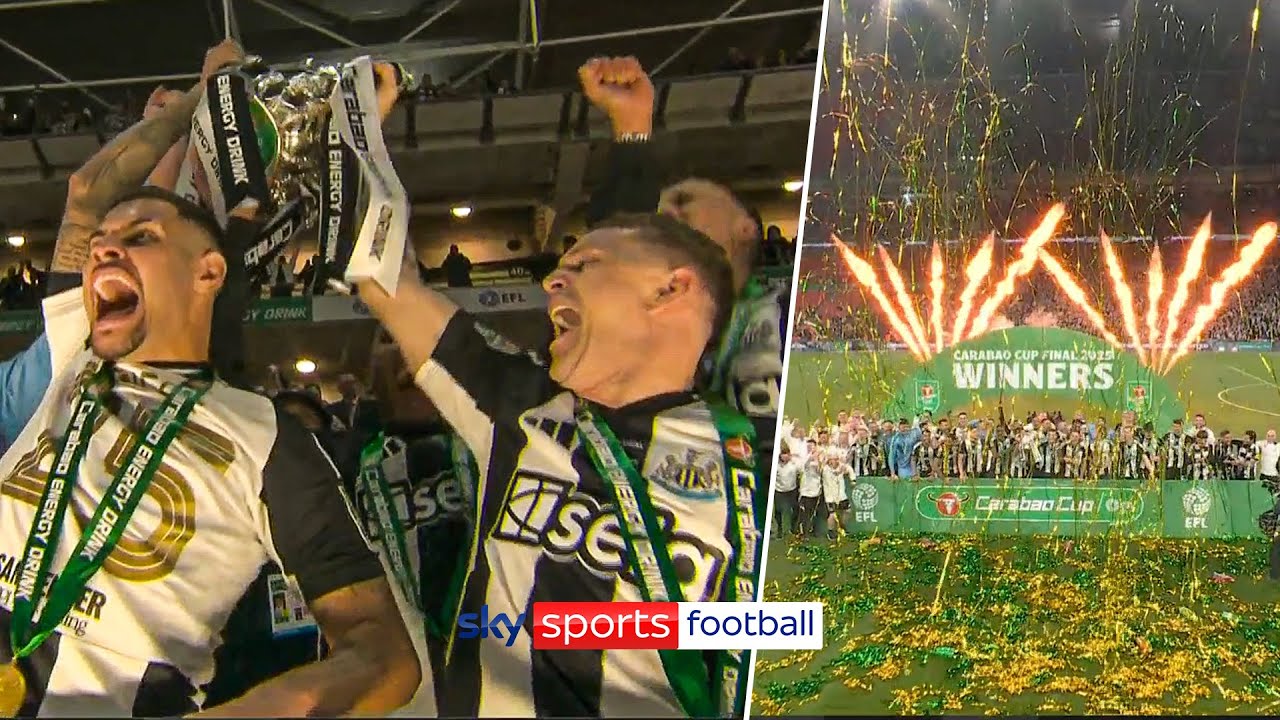 Newcastle Carabao Cup trophy lift and celebrations! đ