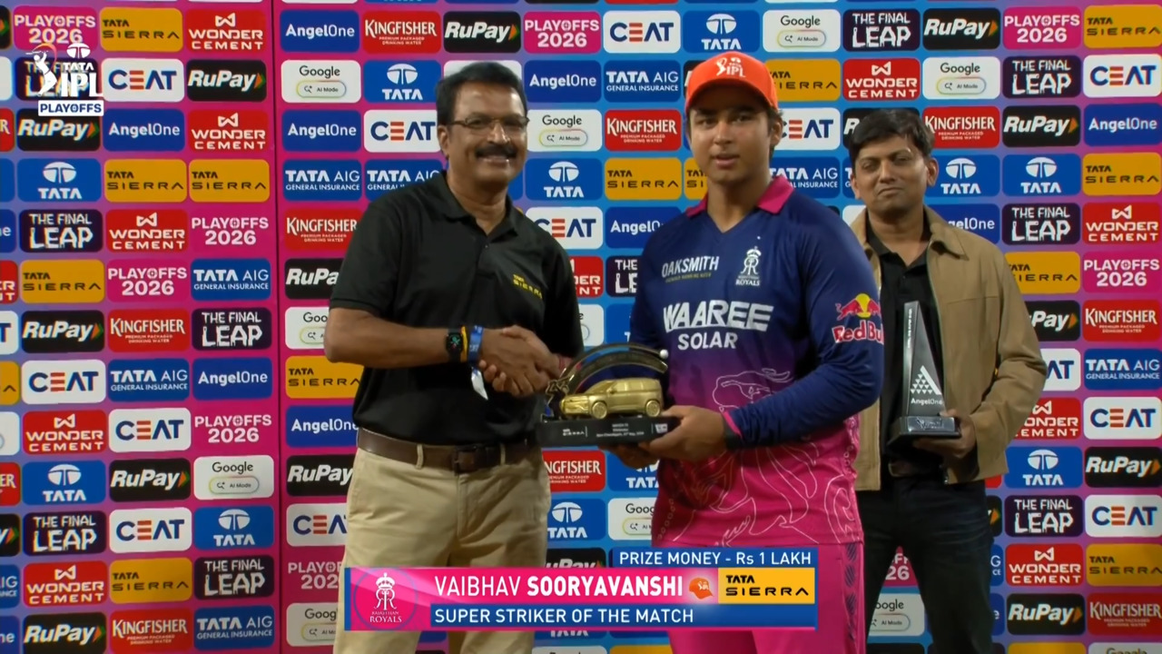IPL 2026 Eliminator: SRH vs RR - Sierra Super Striker of the Match - Vaibhav Sooryavanshi