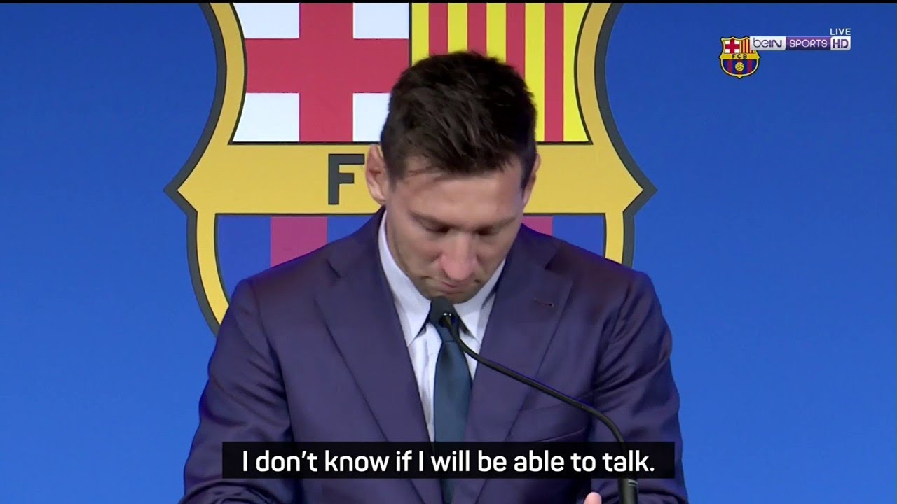 Messi's farewell press conference background
