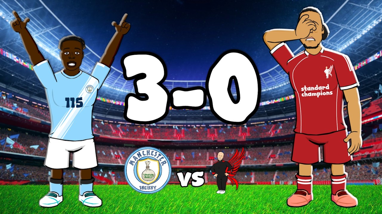 3-0! Man City brush Liverpool aside in Pep's 1000th game🙌 (Doku Haaland goals highlights Van Dijk) background