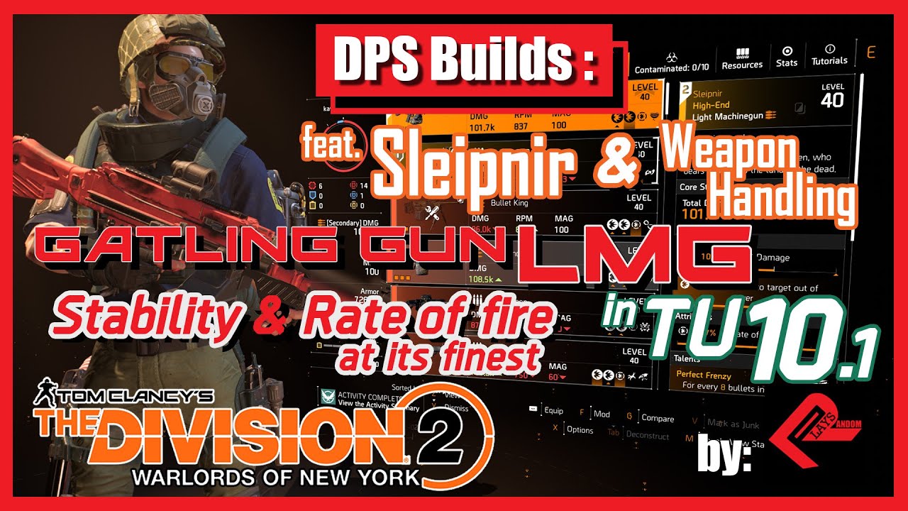 GATLING gun LMG!! STABILITY & Rate of fire at its finest | The Division 2 | TIPS by Random Plays background