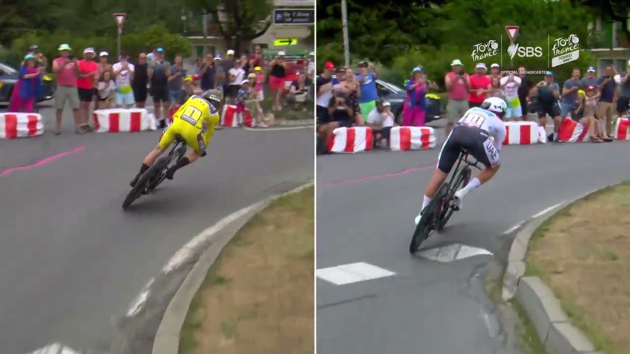 Where Vingegaard gained time on Pogacar in the Tour de France time trial background