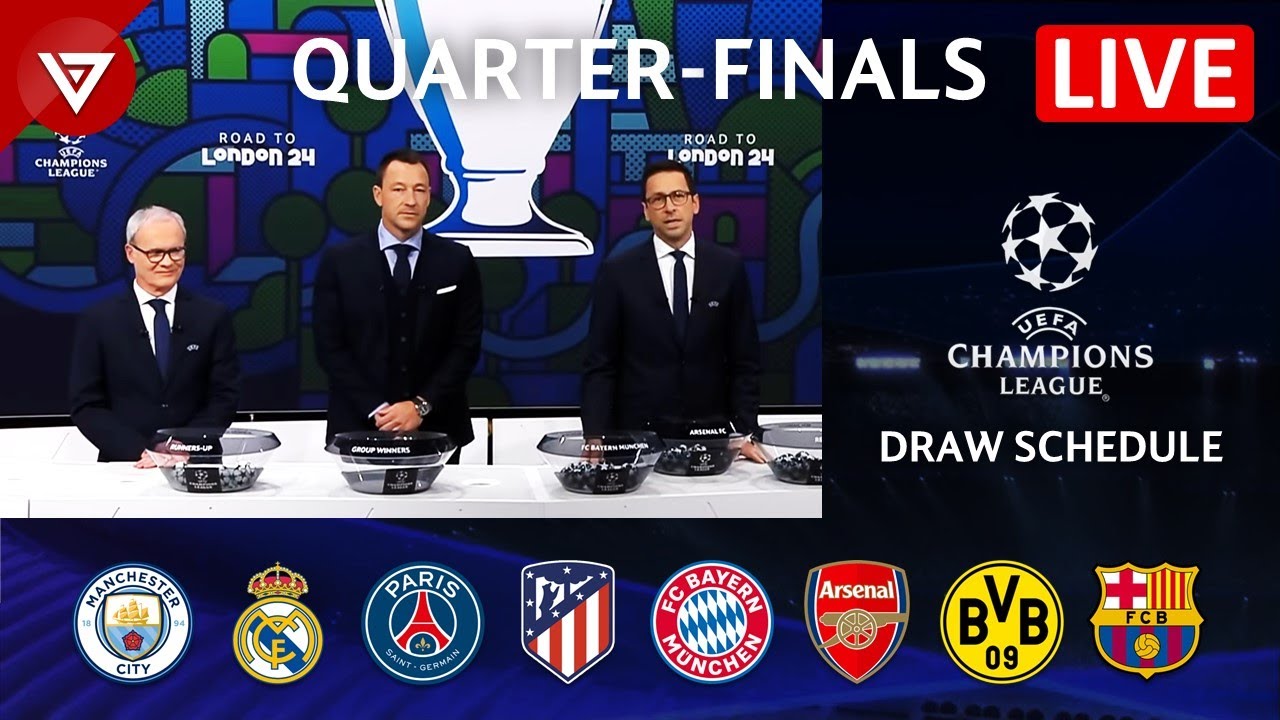 🔴 UEFA Champions League 2023/24 Quarter-Finals Draw Schedule & Live Streaming Info background