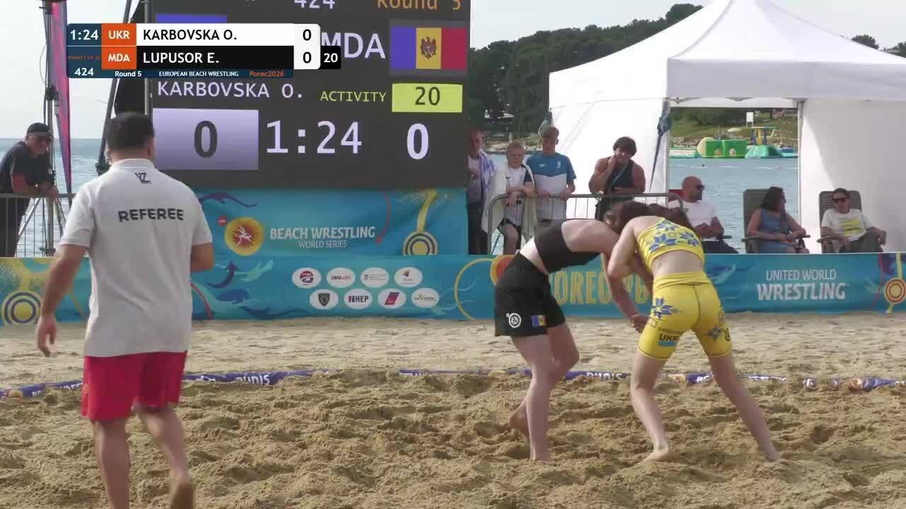 Oleksandra KARBOVSKA (UKR) vs. Erika LUPUSOR (MDA) • Round 5 • Women's BW 50Kg background