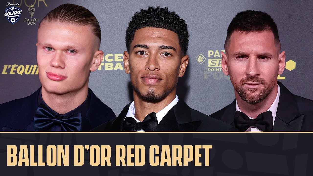 Soccer stars arrive at the 2023 Ballon d'Or red carpet! 😎 | Messi, Haaland, Bellingham & more! background