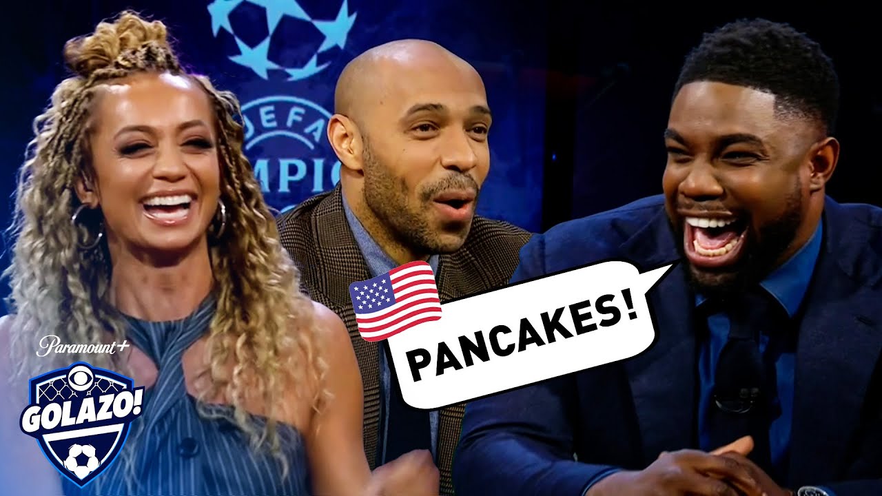 Micah Richards shows off his HILARIOUS American accent 🇺🇸 | UCL on CBS Sports background