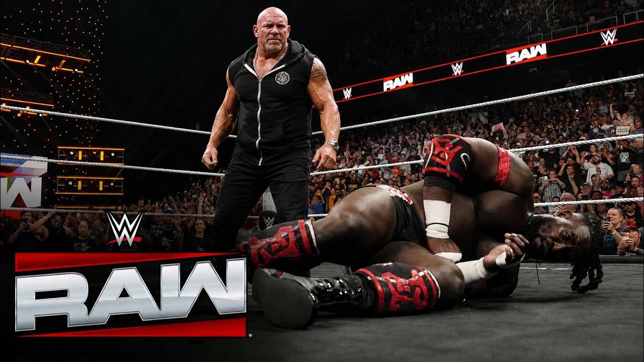 WWE Goldberg Returns & Spears Oba Femi, Raw Highlights Smackdown Today background