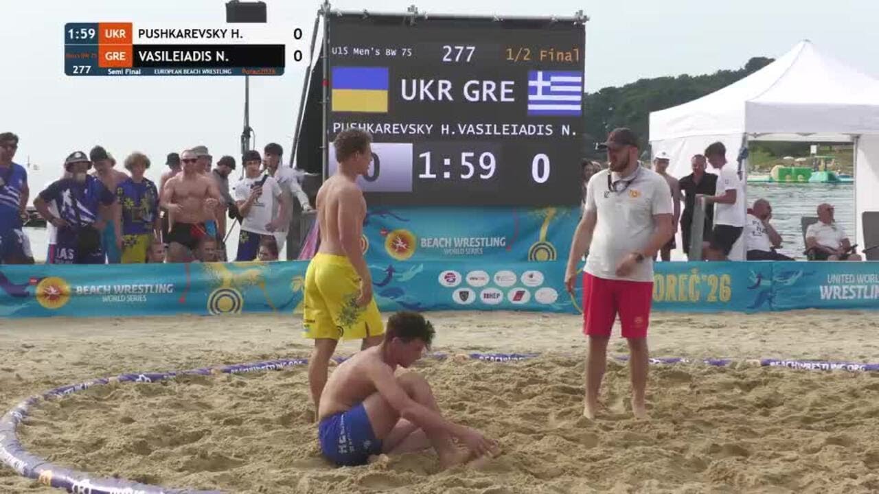Heorhii PUSHKAREVSKYI (UKR) vs. Nikitas VASILEIADIS (GRE) • Semi Final • Men's BW 75Kg background