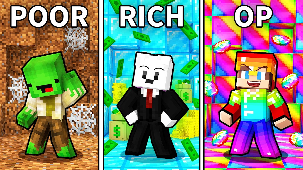 Mikey vs Carrie vs JJ : POOR vs RICH vs OP Battle - Minecraft Maizen